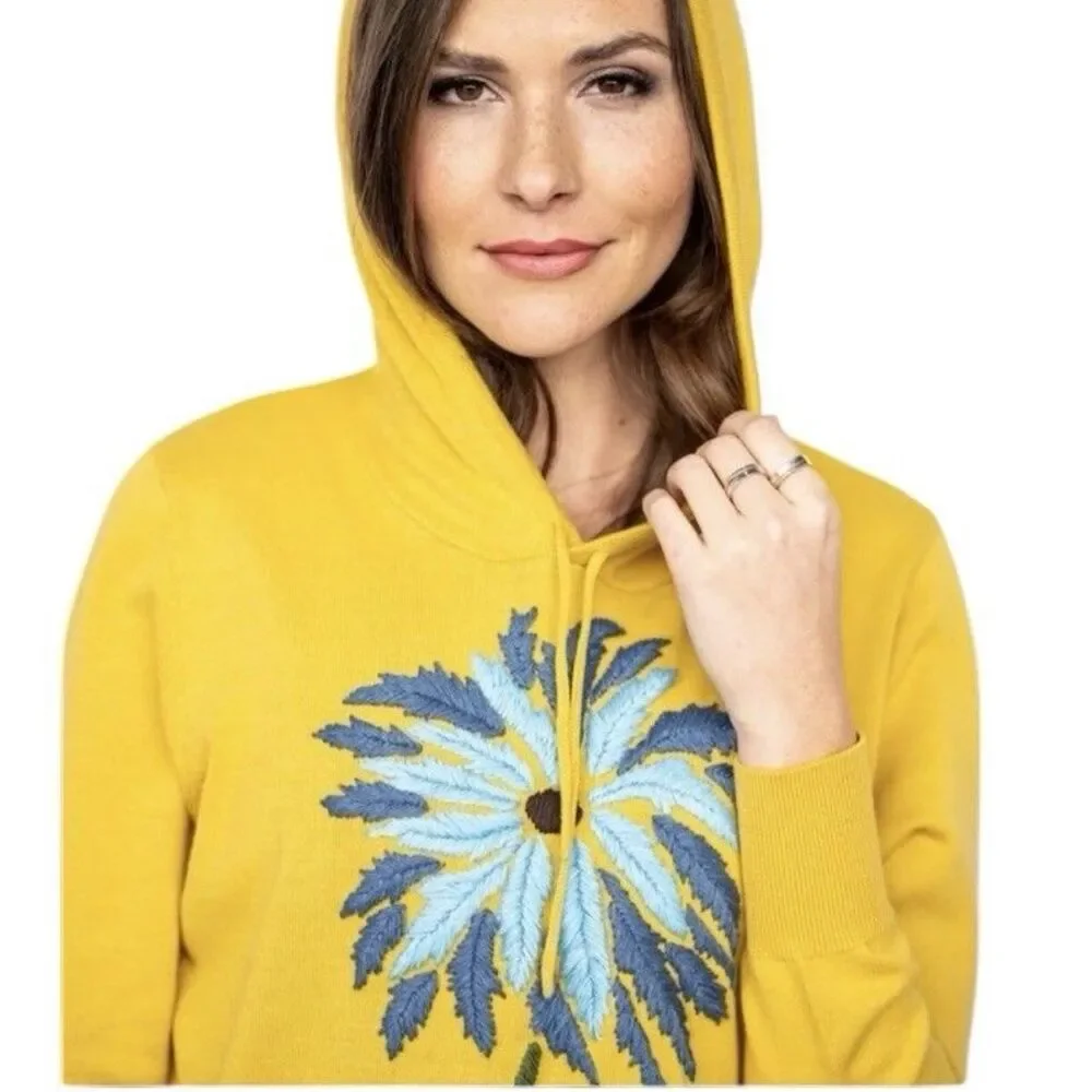 Evy’s Tree SMALL The Naomi Embroidered Luxury Cotton Hoodie Yellow Mustard